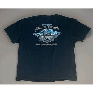 Harley Davidson T Shirt Mens 2XL Palm Beach Florida Motorcycle Black Biker XXL